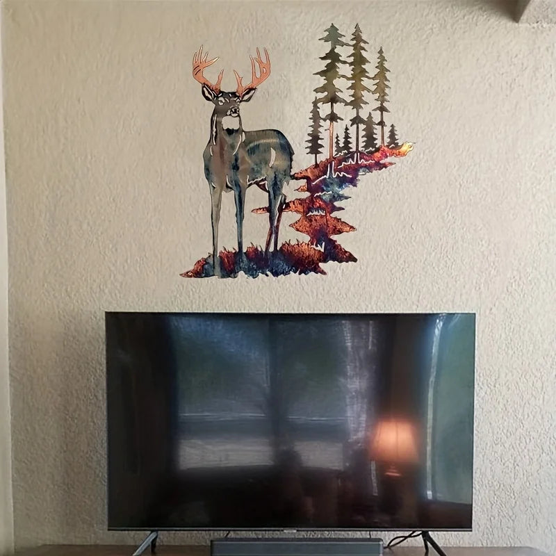 Art en fer métallique Cerf à queue blanche