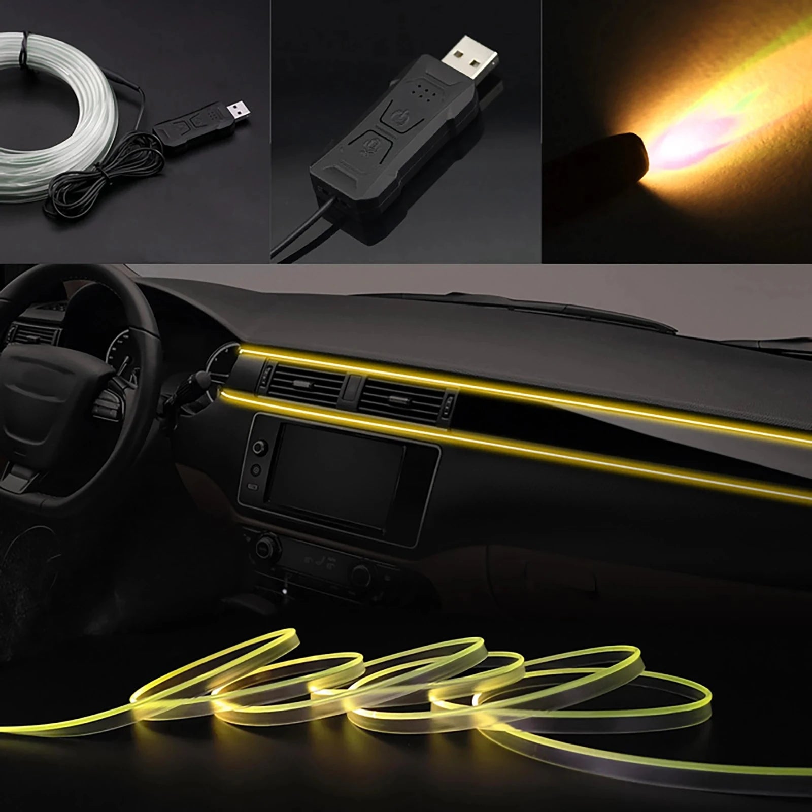 Bande LED d’ambiance intérieure de voiture RGB
