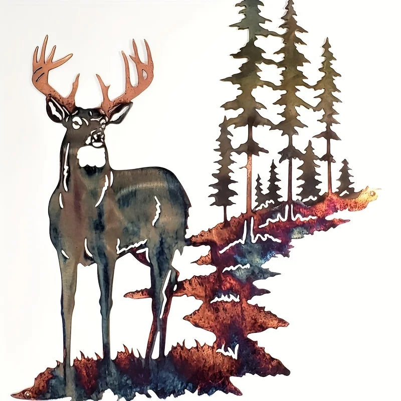 Art en fer métallique Cerf à queue blanche