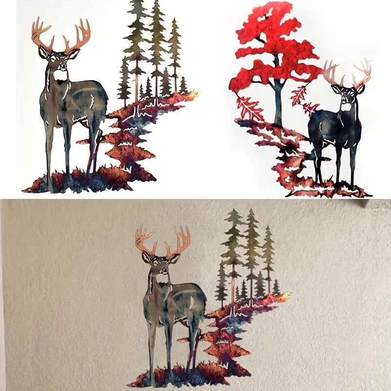 Art en fer métallique Cerf à queue blanche