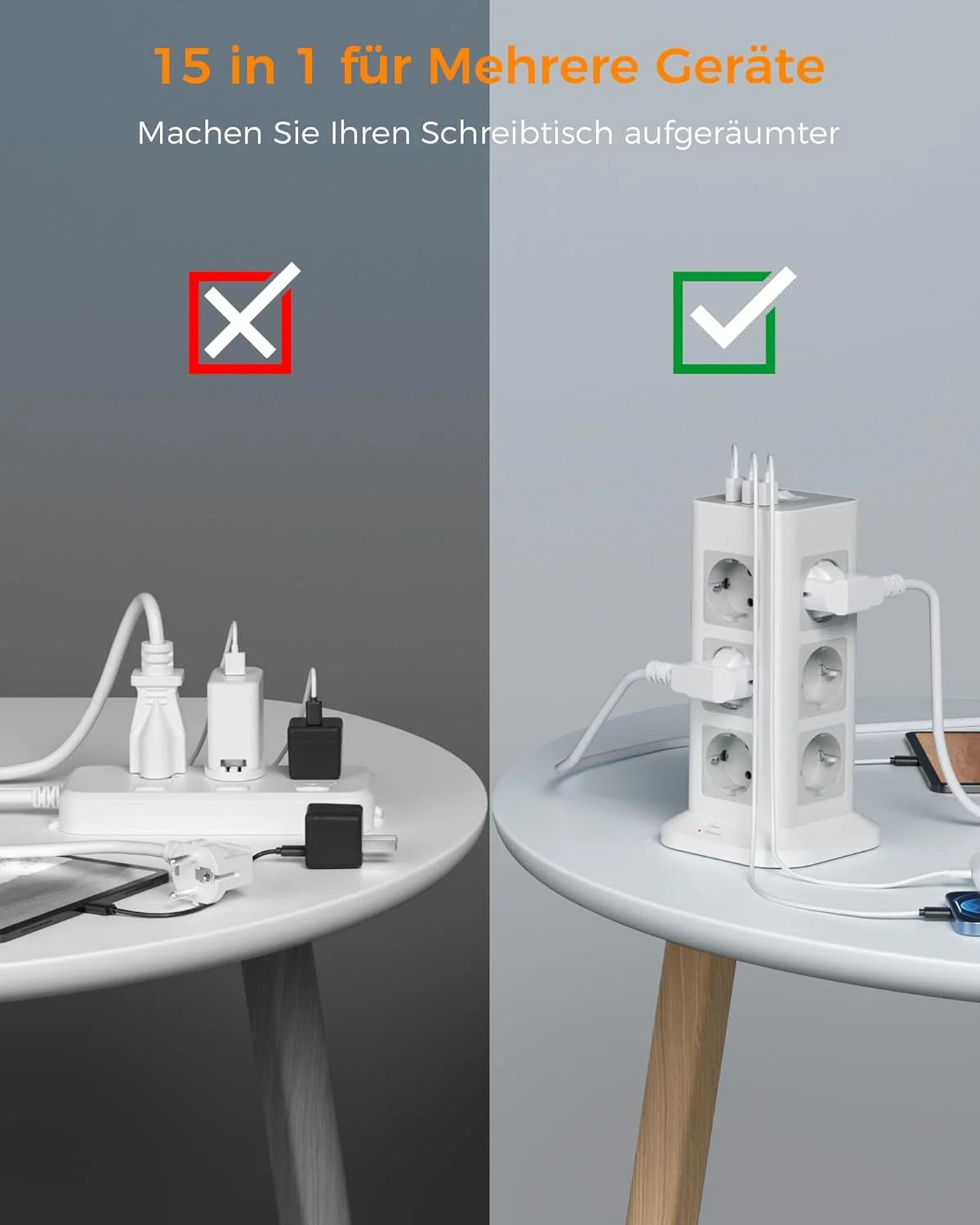 Tower Extension Power Strip Surge Protection