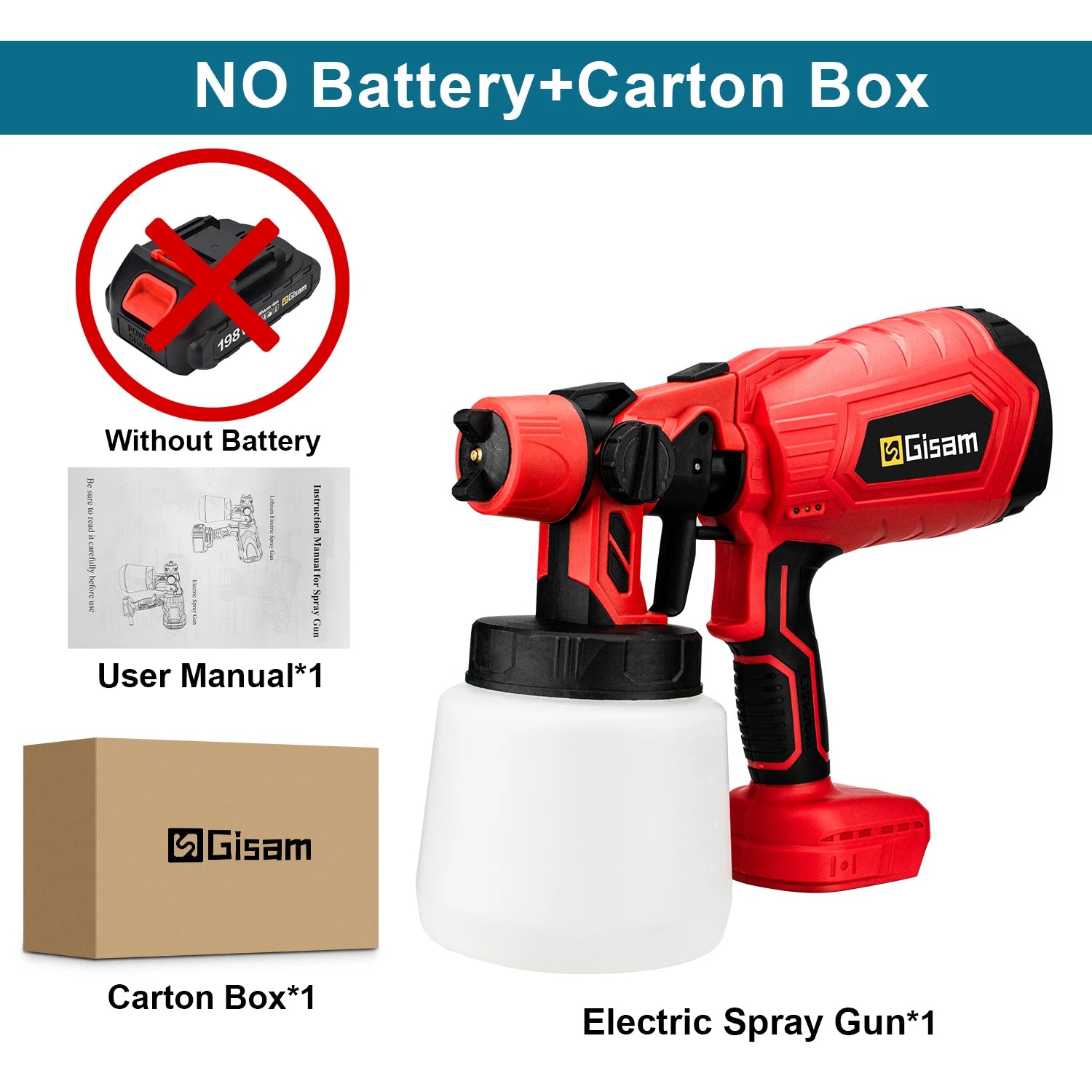 Pistolet à peinture électrique sans fil HVLP 1000ML
