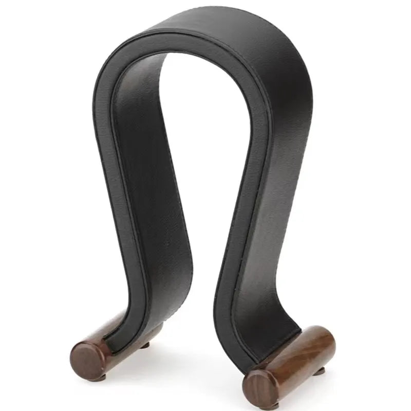 Support pour casque audio en bois de noyer avec cuir