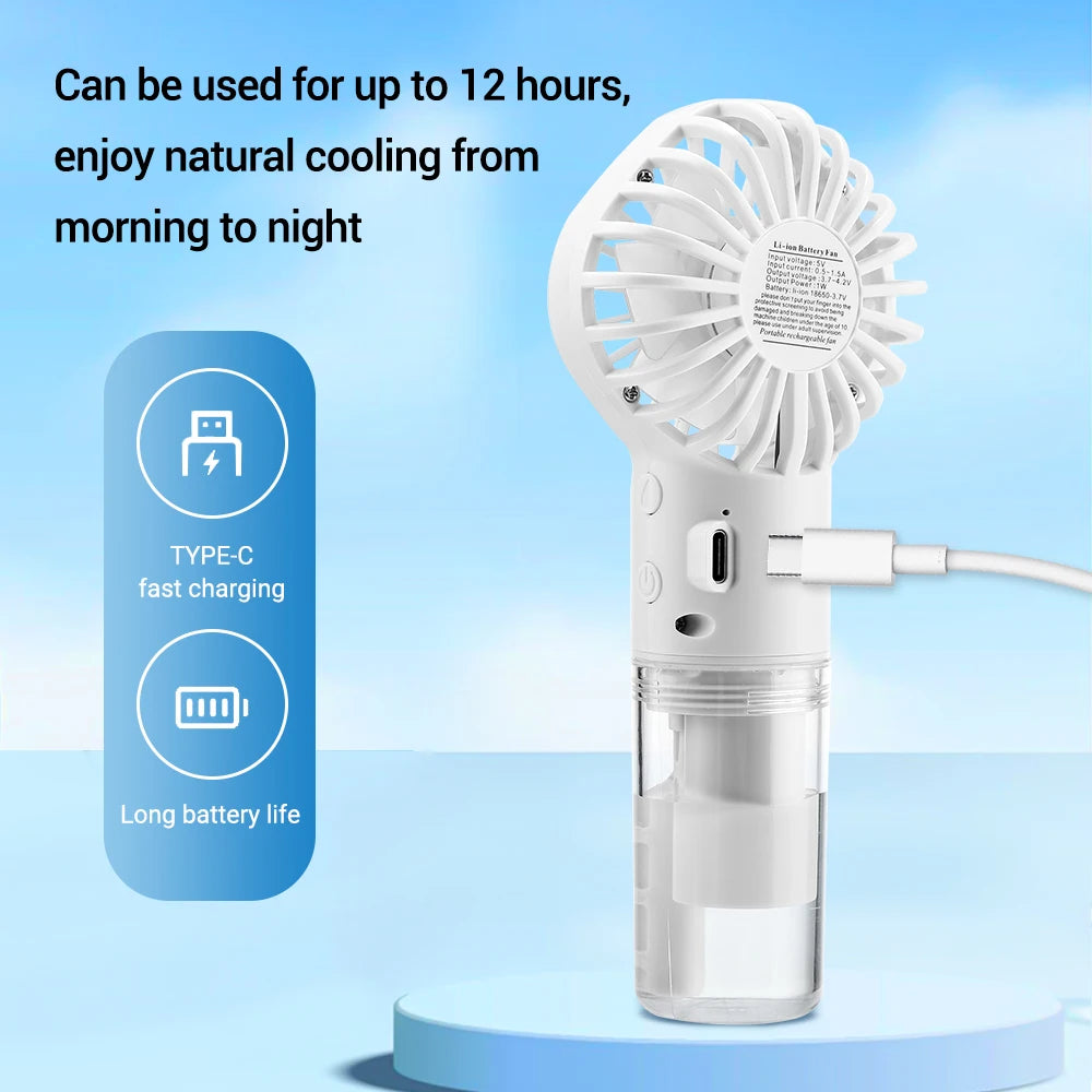 Ventilateur Portable à Main avec Pulvérisation d’Eau