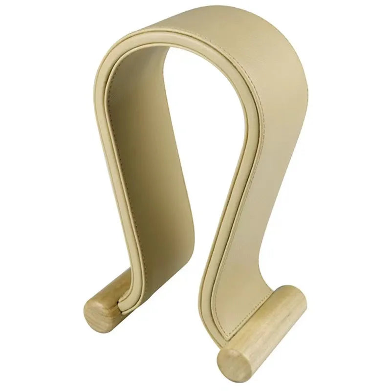 Support pour casque audio en bois de noyer avec cuir