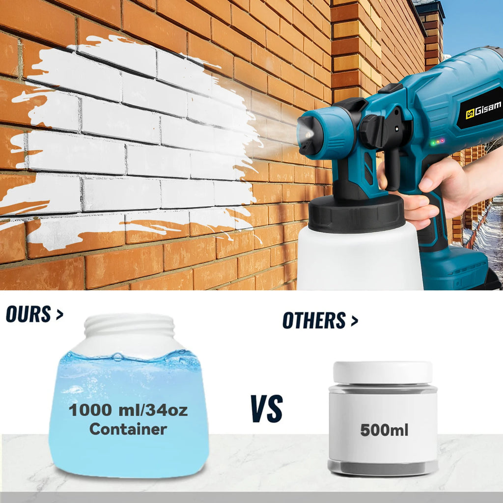 Pistolet à peinture électrique sans fil HVLP 1000ML