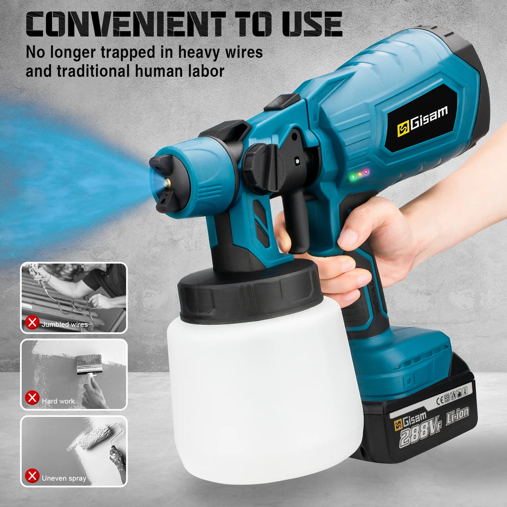 Pistolet à peinture électrique sans fil HVLP 1000ML